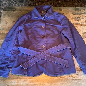 L.L. Bean blue coat belted jacket lined size Medium women’s